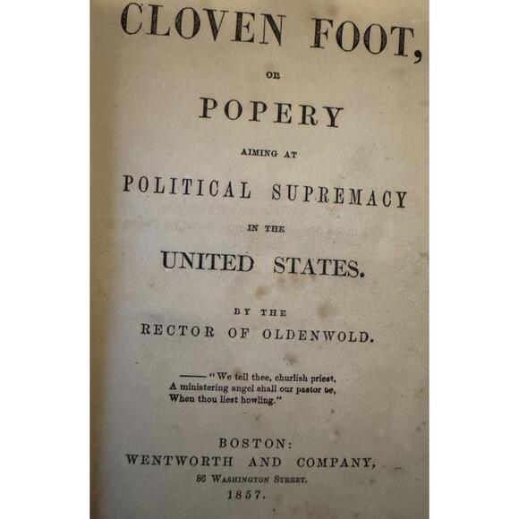 RARE Cloven Foot or Popery Aiming at Political Supremacy Rector of Odenwold 1857 - Picture 5 of 8